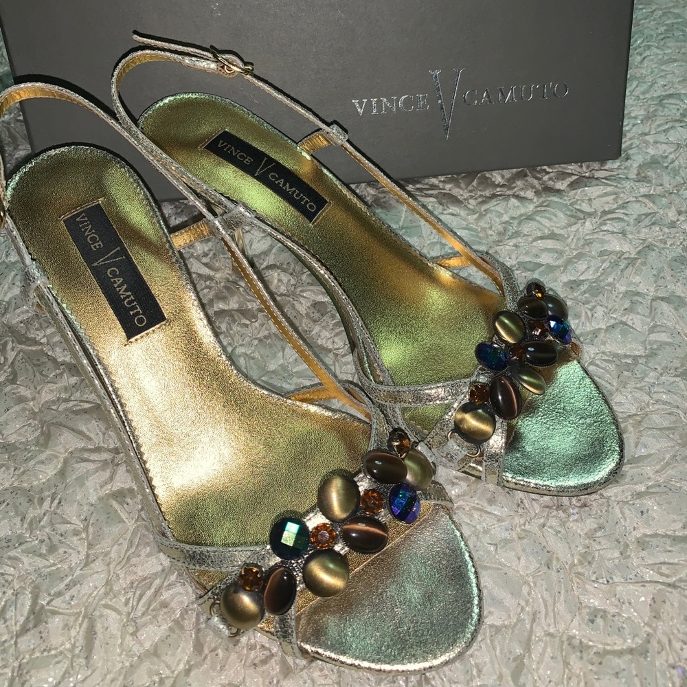 Vince Camuto Gold Rhinestone Heels